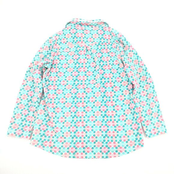 Talbots Floral Polka Dot Print Collared Long Sleeve Top Size Large Pink Blue L - Picture 2 of 9